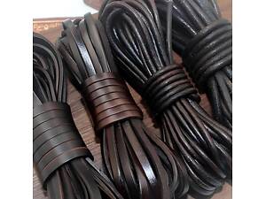 Плоский шкіряний шнурок RESTEQ 2м 2х8 мм коричневий - шнур для браслетів, прикрас, галантереї