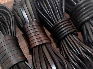 Плоский кожаный шнурок RESTEQ 2м 2х8 мм коричневый – шнур для браслетов, украшений, галантереи