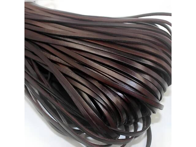 Плоский кожаный шнурок RESTEQ 2м 2х8 мм коричневый – шнур для браслетов, украшений, галантереи - Фото 2