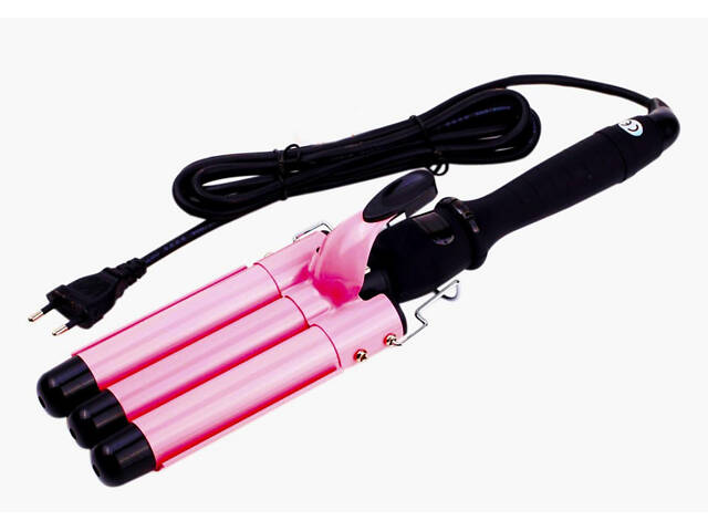 Плойка Для Волос Pro Gemei Gm 1956 Тройная Розово-черный (351487) - Фото 1