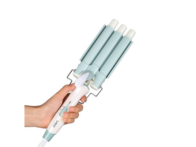 Плойка для волосся потрійна з регулятором температури керамическая VGR HP-V-595 - Фото 1