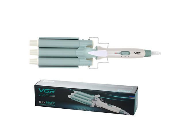 Плойка для волосся потрійна з регулятором температури керамическая VGR HP-V-595 - Фото 10