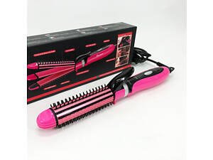 Плойка-праска 3в1 Gemei GM-2922, Сучасні щипці для завивки волосся, Прилад для завивки. Колір: рожевий
