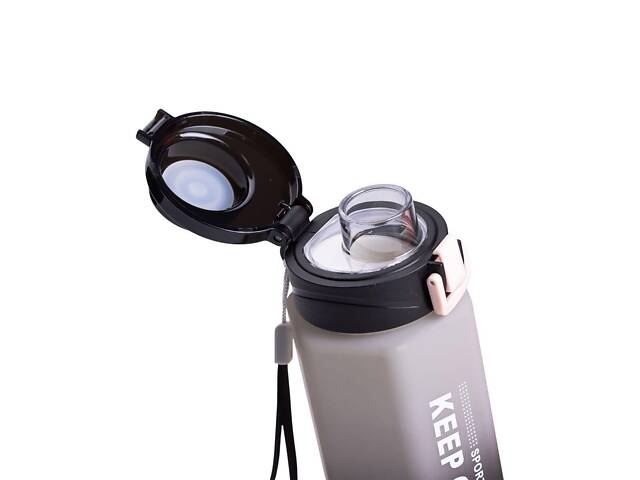 Пляшка для води 650 мл пляшечка з поїлкою для спорту та школи 23 см Keep Going Чорна - Фото 3