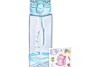 Пляшка для води багаторазова 760 мл пляшечка з трубочкою для спорту та школи + наліпки