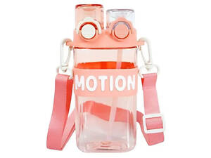 Пляшка для води з трубочкою 550 мл спортивна пластикова пляшка для тренувань Рожева