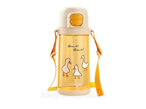 Бутылка для воды CASNO 690 мл KXN-1219 Оранжевая (Гуси) с соломинкой, Оригинал!