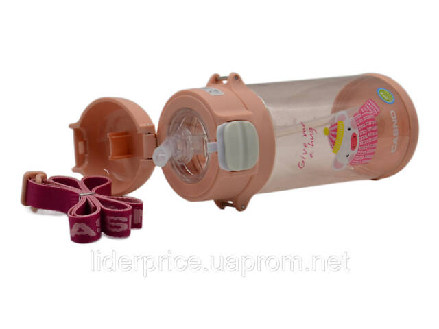 Бутылка для воды CASNO 690 мл KXN-1219 Розовая (Свинка) с соломинкой, Оригинал! - Фото 6