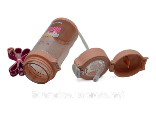 Бутылка для воды CASNO 690 мл KXN-1219 Розовая (Свинка) с соломинкой, Оригинал! - Фото 7