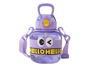 Пляшка для води дитяча з трубочкою 680 мл з ручкою та ремінцем Фіолетова HP-14-46V