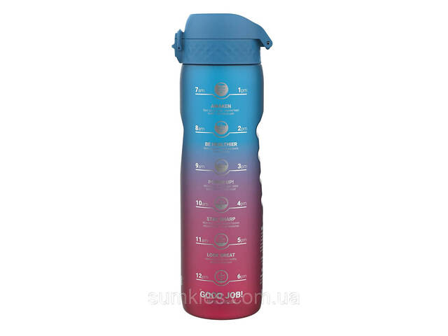 Пляшка для води ION8 1000 мл. BPA Free, Times To Drink, (ЕКО пляшка) BPA Free, Blue & Pink - Фото 1