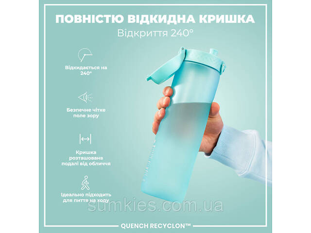 Пляшка для води ION8 1000 мл. BPA Free, Times To Drink, (ЕКО пляшка) BPA Free, Sonic Blue - Фото 3