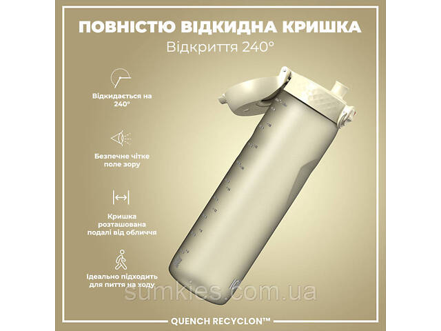 Пляшка для води ION8 1000 мл. (ЕКО пляшка) BPA Free, Creamy White - Фото 3