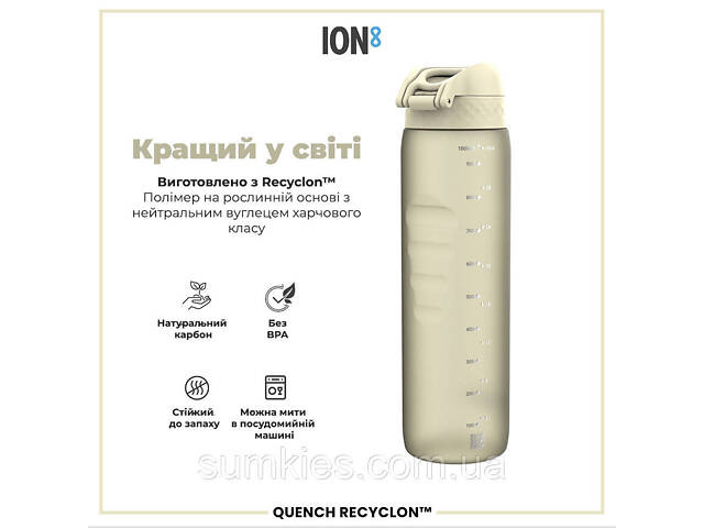 Пляшка для води ION8 1000 мл. (ЕКО пляшка) BPA Free, Creamy White - Фото 6