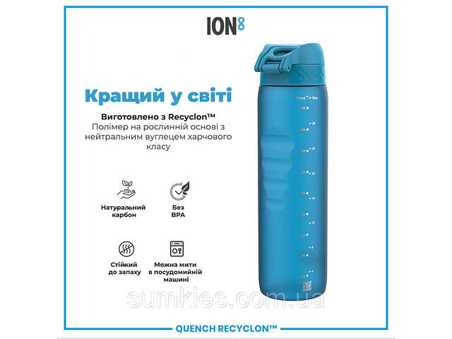Пляшка для води ION8 1000 мл. (ЕКО пляшка) BPA Free, Blue - Фото 6