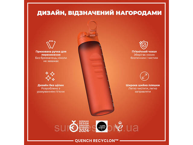 Пляшка для води ION8 1000 мл. (ЕКО пляшка) BPA Free, Hearty Orange - Фото 4