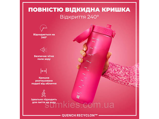Пляшка для води ION8 1000 мл. (ЕКО пляшка) BPA Free, Pink - Фото 3