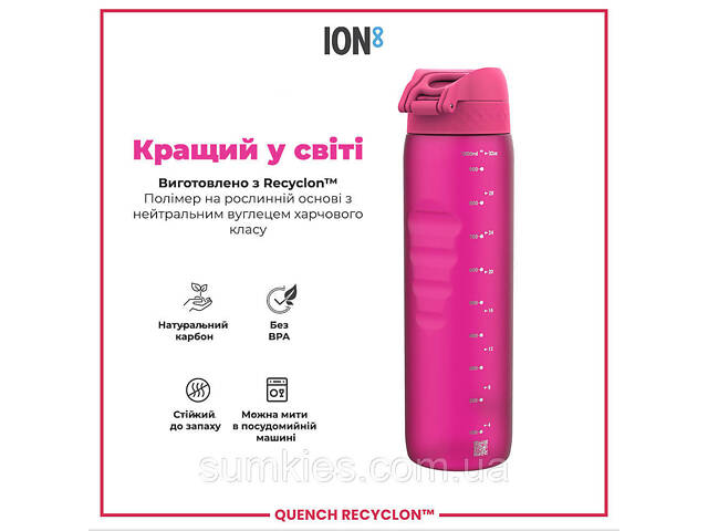 Пляшка для води ION8 1000 мл. (ЕКО пляшка) BPA Free, Pink - Фото 6