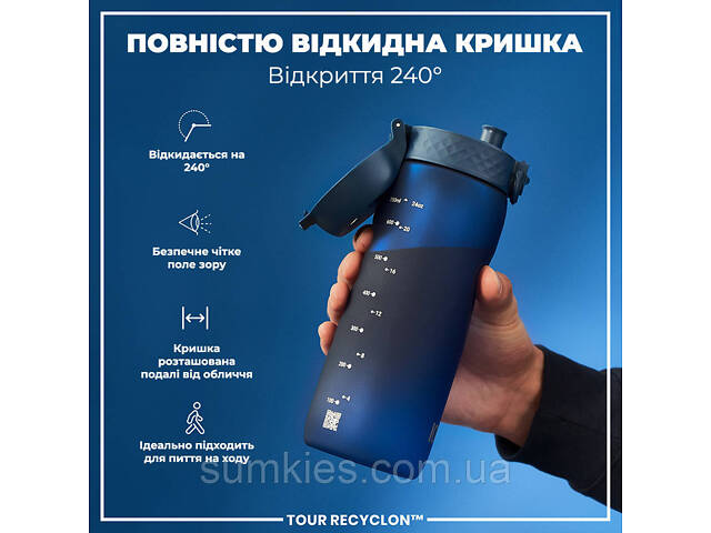 Пляшка для води ION8 750 мл. (ЕКО пляшка) BPA Free, Navy - Фото 3