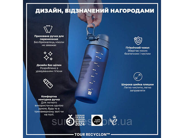 Пляшка для води ION8 750 мл. (ЕКО пляшка) BPA Free, Navy - Фото 4