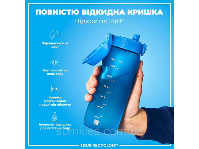 Пляшка для води ION8 750 мл. (ЕКО пляшка) BPA Free, Blue - Фото 3