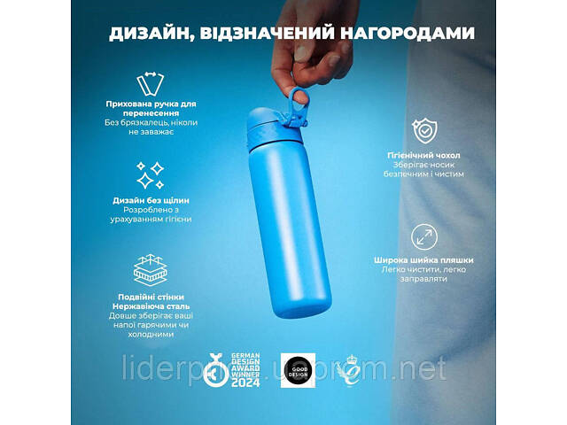 Бутылка для воды металлическая вакуумная ION8 500 мл. Vacuum Insulated, Blue, Оригинал! - Фото 4