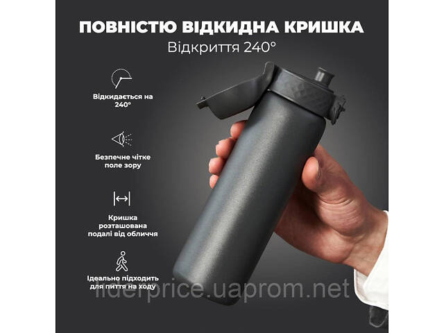 Бутылка для воды металлическая вакуумная ION8 500 мл. Vacuum Insulated, Grey, Оригинал! - Фото 3