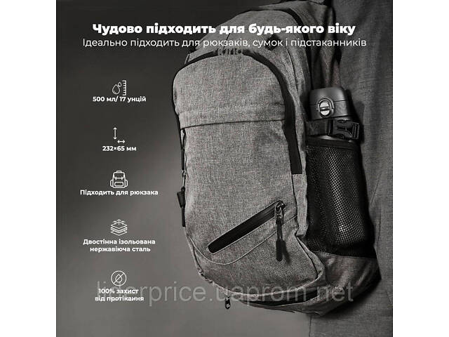 Бутылка для воды металлическая вакуумная ION8 500 мл. Vacuum Insulated, Grey, Оригинал! - Фото 5