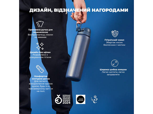 Пляшка для води металева вакуумна ION8 920 мл. Vacuum Insulated, Ash Navy - Фото 8