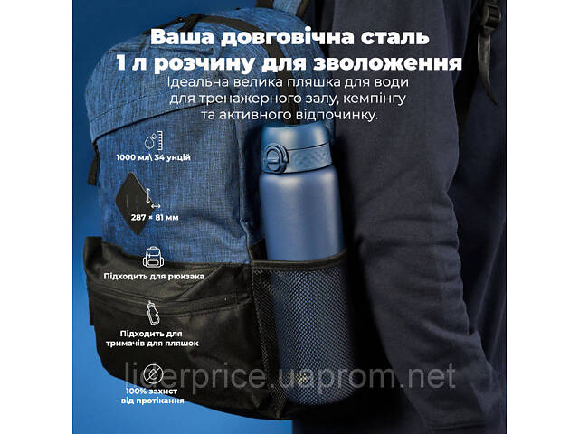 Бутылка для воды металлическая вакуумная ION8 920 мл. Vacuum Insulated, Ash Navy, Оригинал! - Фото 9