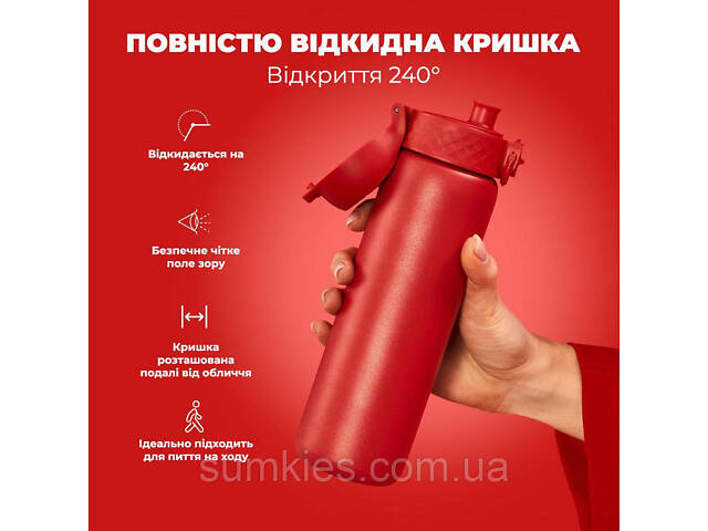 Пляшка для води металева вакуумна ION8 500 мл. Vacuum Insulated, Red - Фото 3