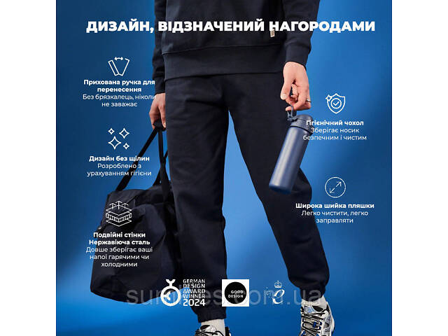 Пляшка для води металева вакуумна ION8 500 мл. Vacuum Insulated, Navy - Фото 8