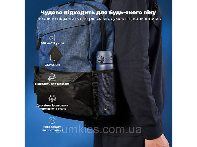 Пляшка для води металева вакуумна ION8 500 мл. Vacuum Insulated, Navy - Фото 9