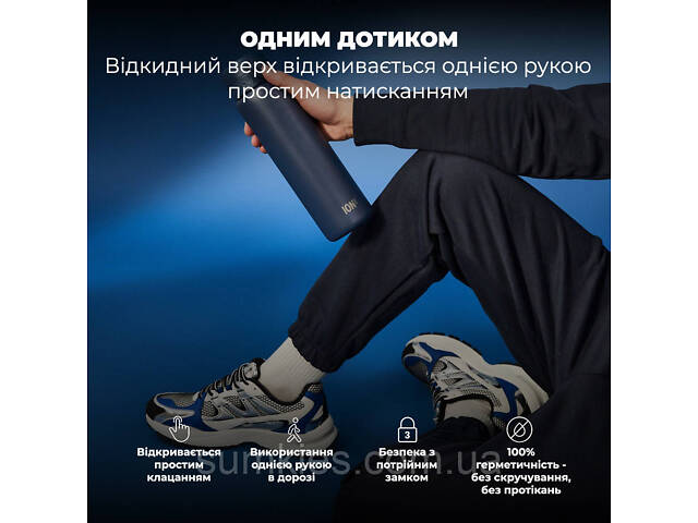 Пляшка для води металева вакуумна ION8 920 мл. Vacuum Insulated, Ash Navy - Фото 6