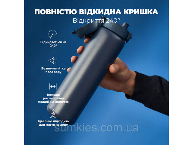 Пляшка для води металева вакуумна ION8 920 мл. Vacuum Insulated, Ash Navy - Фото 7