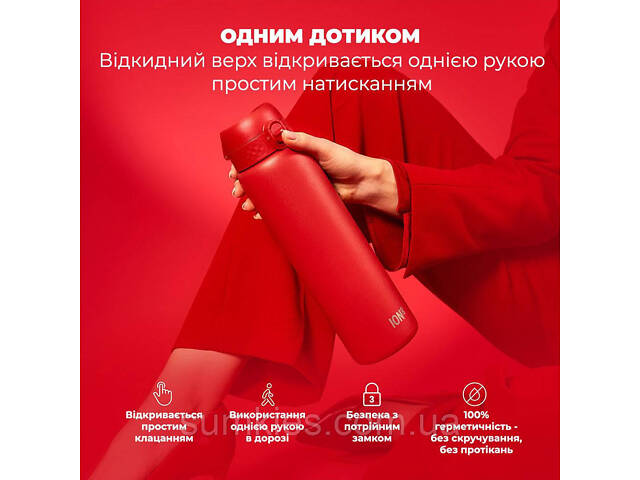 Пляшка для води металева вакуумна ION8 920 мл. Vacuum Insulated, Red - Фото 2
