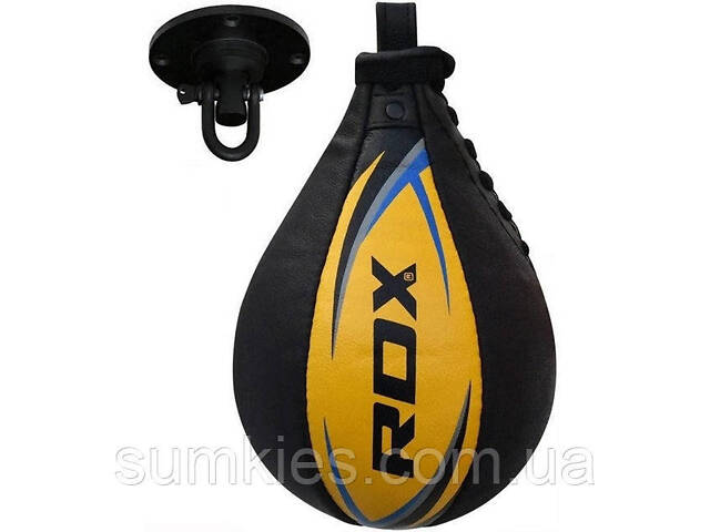 Пневмогруша боксерська RDX 2Y Boxing Speed Ball Leather Multi Yellow/Blue - Фото 1