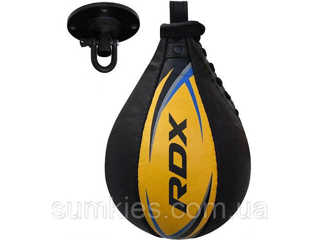 Пневмогруша боксерська RDX 2Y Boxing Speed Ball Leather Multi Yellow/Blue - Фото 4