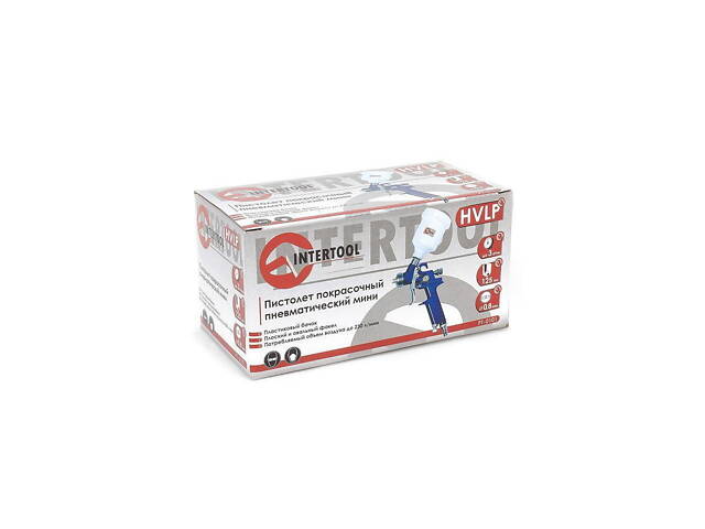 Пневмопистолет лакокрасочный HVLP Intertool верхний бак 125 мл x 0.8 мм (PT-0101) - Фото 2