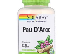 По Д'арко, (Кора Муравьиного Дерева), Pau d'Arco, Solaray, 550 мг, 100 капсул