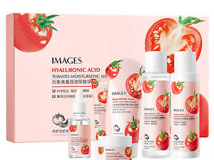 Подарочный набор с гиалуроновой кислотой и пептидами Images Hyaluronic Acid Tomato Moisturizing 6в1