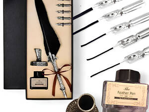 Подарочный набор с перьевой ручкой и чернильницей RESTEQ — стильный набор для каллиграфии и письма от руки