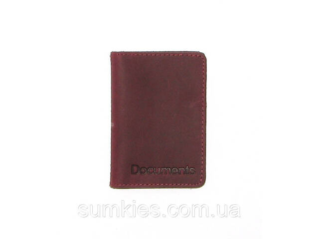 Подарунковий набір DNK Leather №2 (портмоне + обкладинка на права, ID паспорт) бордовий - Фото 2