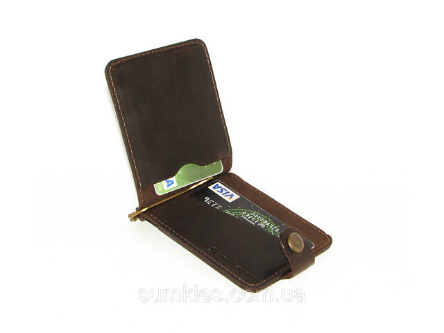 Подарунковий набір DNK Leather №6 (затискач + обкладинка на права, ID паспорт) коричневий - Фото 5