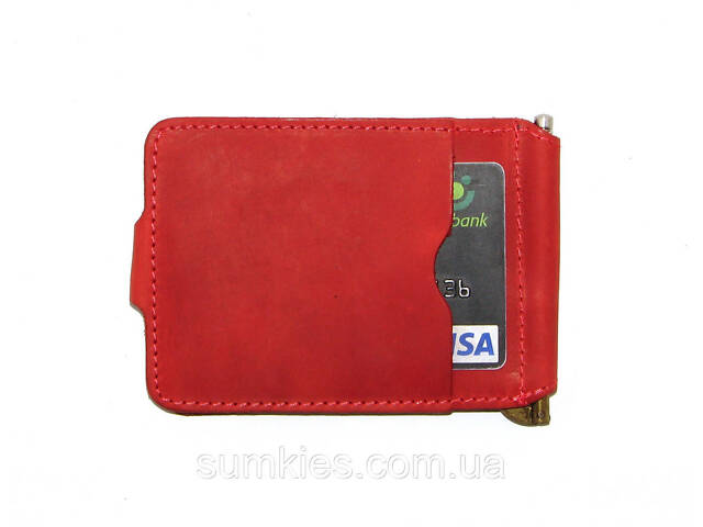 Подарунковий набір DNK Leather №7 (затискач + обкладинка на права, ID паспорт + ключниця) червоний - Фото 5
