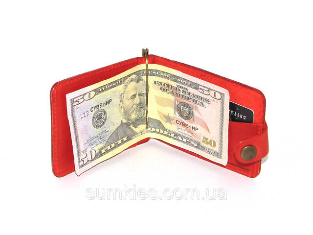 Подарунковий набір DNK Leather №7 (затискач + обкладинка на права, ID паспорт + ключниця) червоний - Фото 4