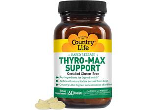 Поддержка щитовидной железы Country Life Rapid Release Thyro-Max Support, 60 Tablets