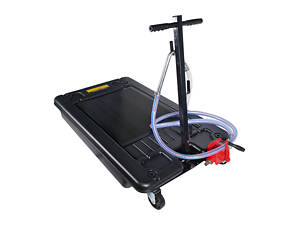 Поддон подкатной для слива масла с ручным роторным насосом для откачки масла 64л G.I.KRAFT OCP17G