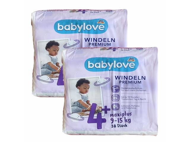 Подгузники Babylove Premium 4+ Maxi Plus (9-15 кг) 76 шт - Фото 1