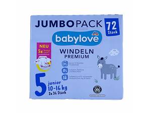 Подгузники Babylove Premium Jumbo Pack 5 Junior (10-16 кг) 72 шт
